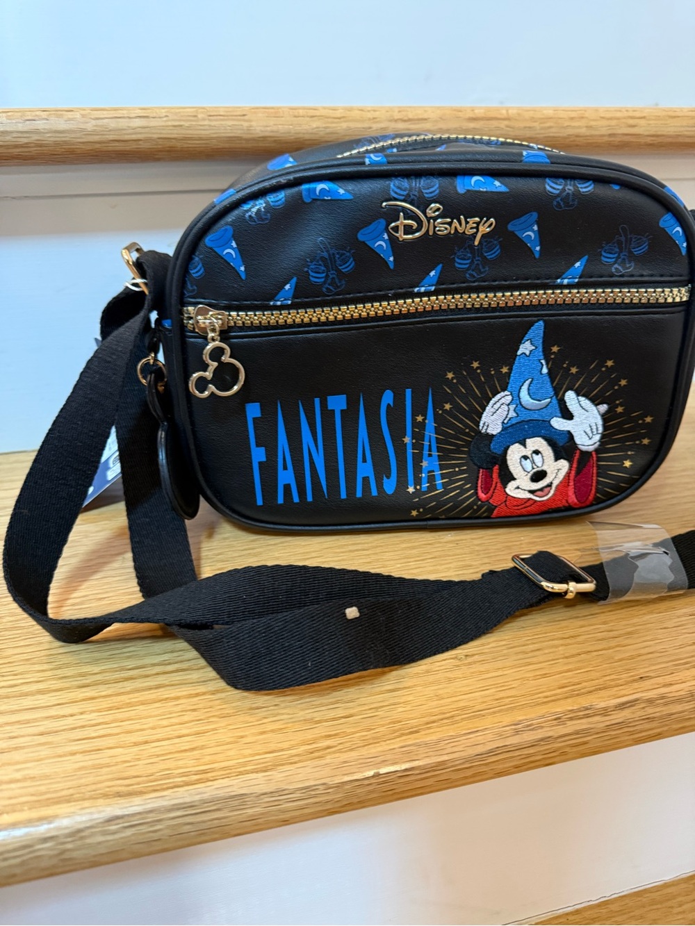 Disney Black Crossbody with Blue Sorcerer Hat Accents